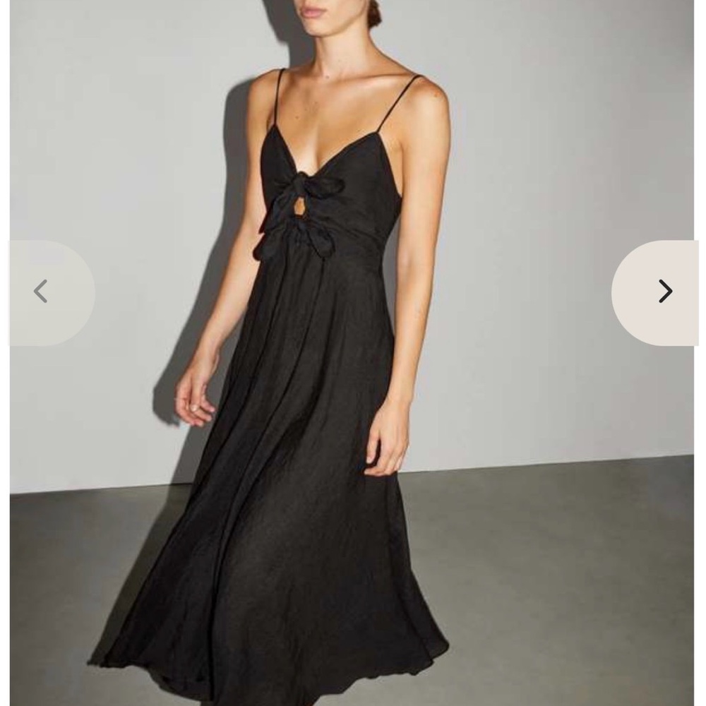 Sleeveless Black Tie-Front Maxi Dress